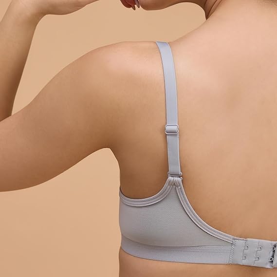 NYKD Encircled with Love Everyday Cotton Push-Up Bra for Women Wired, Full Coverage, Lightweight, Adjustable Straps – NYB249, Grey Melange, 30C